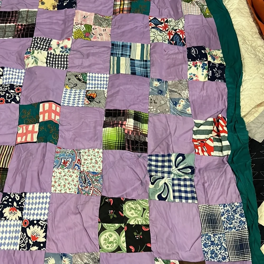Handmade unfinished Quilt topper patchwork 42”  x 62”